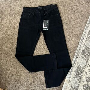 KENNETH COLE TAPERED FIT STRETCH BLACK JEANS
